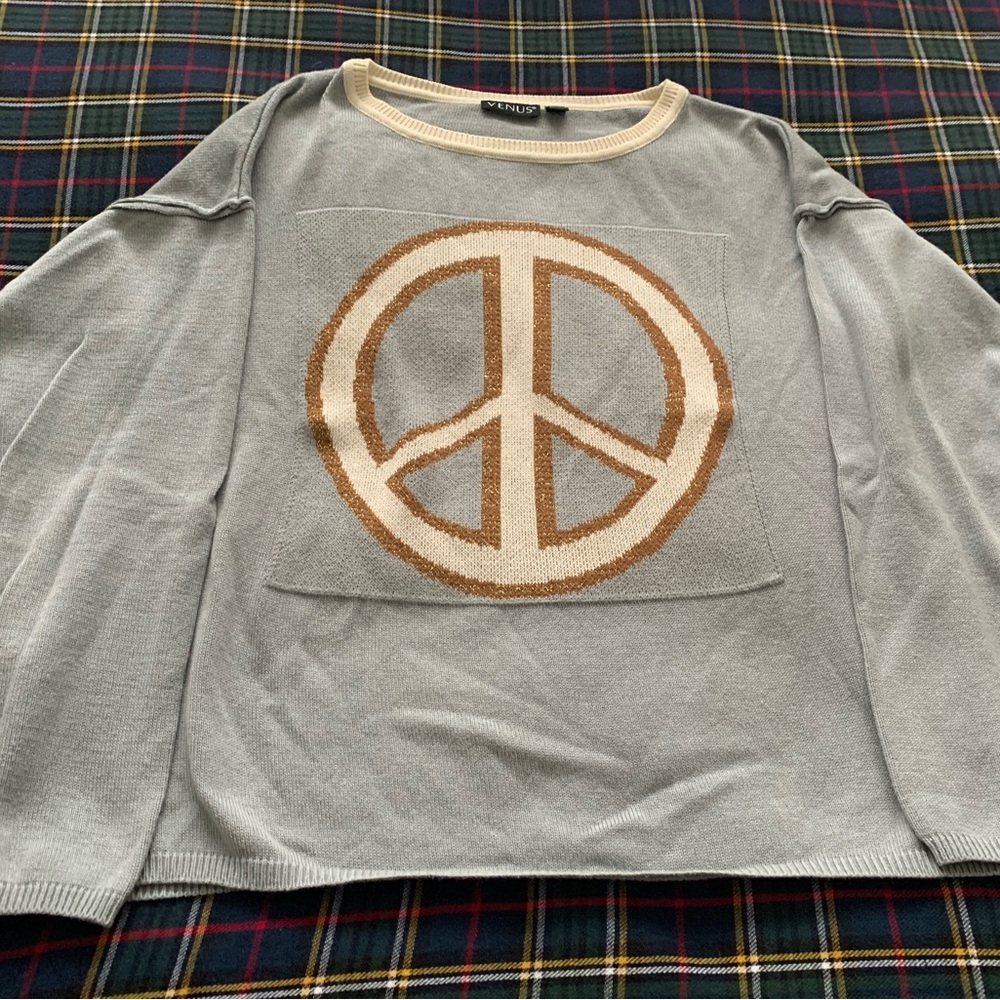 Venus grey peace logo sweater